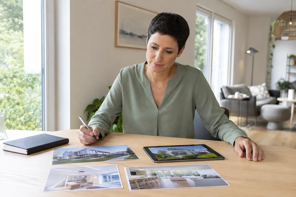 Symbolische Vorbereitung eines persönlichen Immobilienkontakts